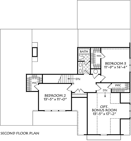Cottage, Country, Farmhouse, Traditional House Plan 83129 with 3 Beds, 3 Baths, 2 Car Garage Second Level Plan