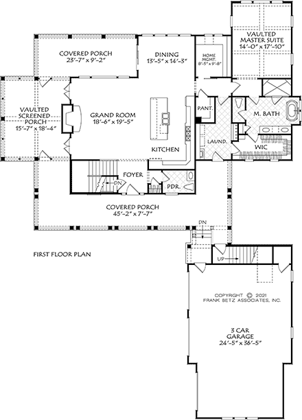 Cottage, Country, Farmhouse House Plan 83130 with 4 Beds, 4 Baths, 3 Car Garage First Level Plan