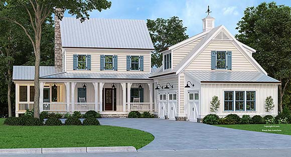 Cottage, Country, Farmhouse House Plan 83130 with 4 Beds, 4 Baths, 3 Car Garage Elevation