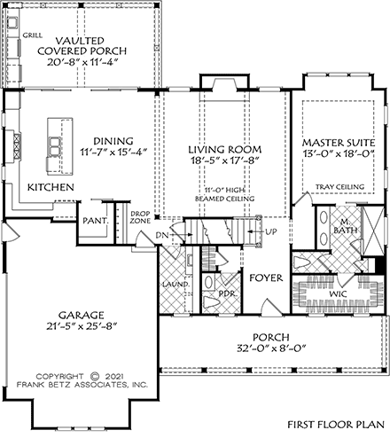 Cottage, Country, Farmhouse, Traditional House Plan 83131 with 4 Beds, 3 Baths, 2 Car Garage First Level Plan