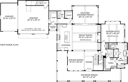 Cottage, Farmhouse, Traditional House Plan 83132 with 4 Beds, 4 Baths, 3 Car Garage First Level Plan