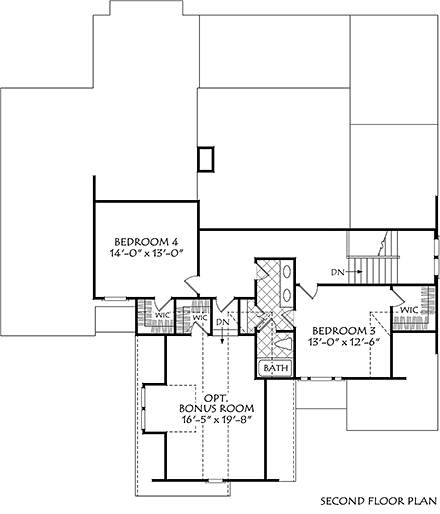 Cottage, Craftsman, Traditional House Plan 83133 with 4 Beds, 3 Baths, 3 Car Garage Second Level Plan
