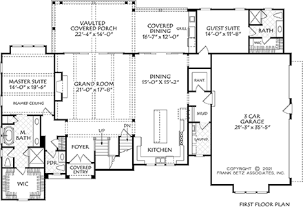 Country, Farmhouse, Traditional House Plan 83134 with 4 Beds, 5 Baths, 3 Car Garage First Level Plan