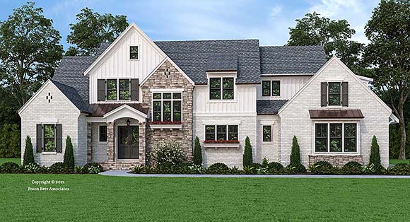 Country, Farmhouse, Traditional House Plan 83134 with 4 Beds, 5 Baths, 3 Car Garage Elevation