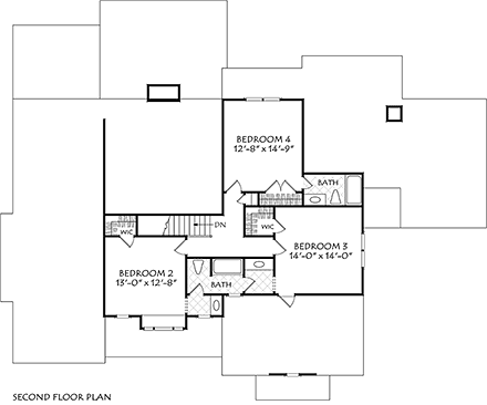 Cottage, Country, Farmhouse, Traditional House Plan 83137 with 4 Beds, 4 Baths, 3 Car Garage Second Level Plan