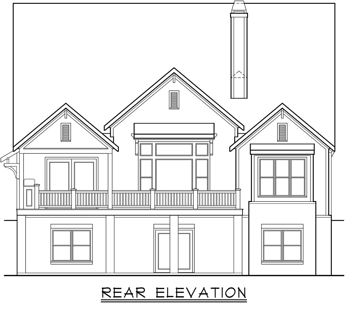 Cottage, Farmhouse, Traditional House Plan 83138 with 4 Beds, 4 Baths, 2 Car Garage Rear Elevation