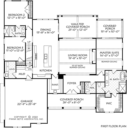 Country, Farmhouse House Plan 83140 with 3 Beds, 3 Baths, 2 Car Garage First Level Plan