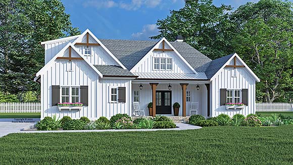 Country, Farmhouse House Plan 83140 with 3 Beds, 3 Baths, 2 Car Garage Elevation
