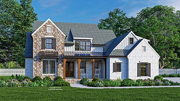 Country, Farmhouse, Traditional House Plan 83142 with 4 Beds, 3 Baths, 2 Car Garage Elevation