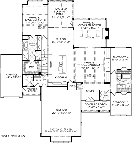 Cottage, Country, Farmhouse, Traditional House Plan 83144 with 4 Beds, 4 Baths, 3 Car Garage First Level Plan