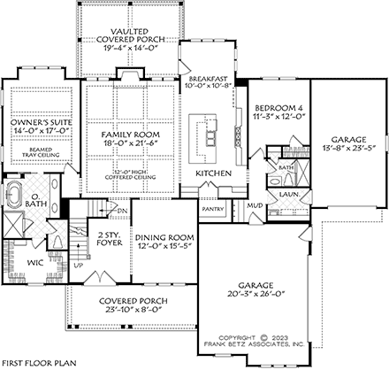 Craftsman, Farmhouse, Traditional House Plan 83146 with 4 Beds, 3 Baths, 3 Car Garage First Level Plan