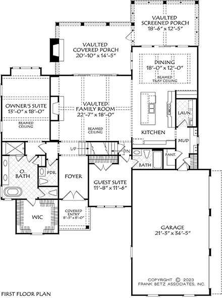 Craftsman, Traditional House Plan 83147 with 4 Beds, 5 Baths, 3 Car Garage First Level Plan