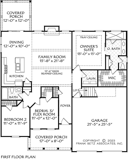 Cottage, Country, Craftsman, Farmhouse, Ranch, Traditional House Plan 83150 with 3 Beds, 2 Baths, 2 Car Garage First Level Plan