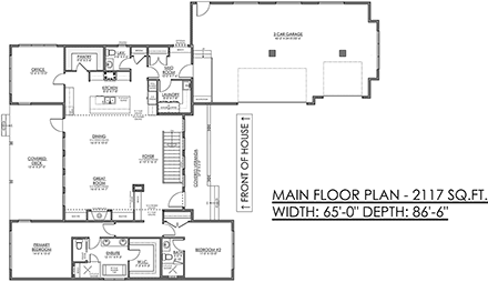 Modern House Plan 83301 with 4 Beds, 4 Baths, 3 Car Garage First Level Plan
