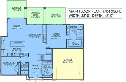 Modern House Plan 83303 with 4 Beds, 4 Baths, 2 Car Garage First Level Plan