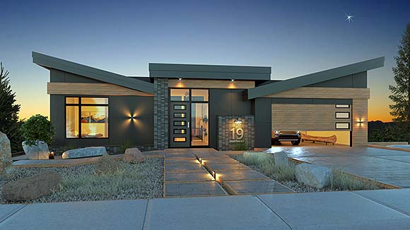 Modern House Plan 83303 with 4 Beds, 4 Baths, 2 Car Garage Elevation