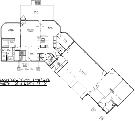 Country, Ranch House Plan 83305 with 4 Beds, 3 Baths, 3 Car Garage First Level Plan