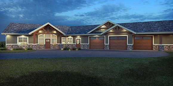 Country, Ranch House Plan 83305 with 4 Beds, 3 Baths, 3 Car Garage Elevation