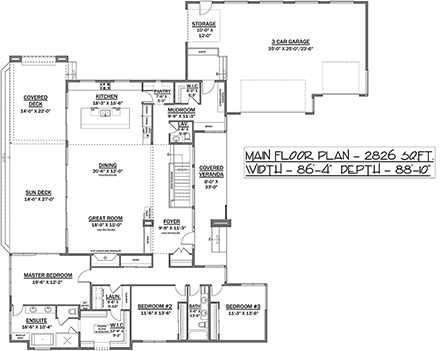 Modern House Plan 83306 with 5 Beds, 5 Baths, 3 Car Garage First Level Plan