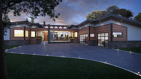 Modern House Plan 83306 with 5 Beds, 5 Baths, 3 Car Garage Elevation