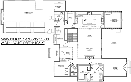Contemporary House Plan 83308 with 4 Beds, 5 Baths, 3 Car Garage First Level Plan
