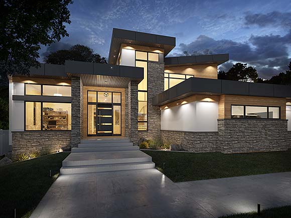 Contemporary, Modern House Plan 83316 with 2 Beds, 4 Baths, 3 Car Garage Elevation