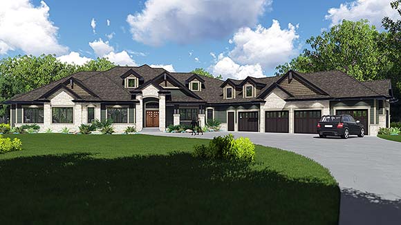 European, Ranch House Plan 83317 with 5 Beds, 4 Baths, 4 Car Garage Elevation