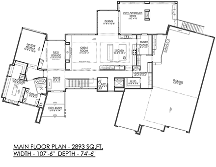 Contemporary, Modern House Plan 83319 with 3 Beds, 5 Baths, 5 Car Garage First Level Plan