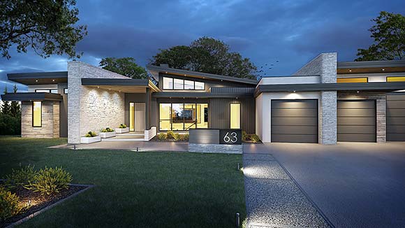 Contemporary, Modern House Plan 83319 with 3 Beds, 5 Baths, 5 Car Garage Elevation