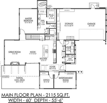 Contemporary, Modern House Plan 83321 with 3 Beds, 4 Baths, 2 Car Garage First Level Plan