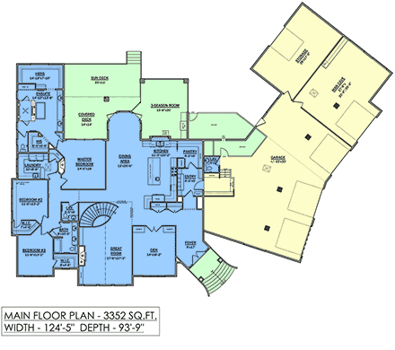 Country, Craftsman House Plan 83331 with 3 Beds, 4 Baths, 4 Car Garage First Level Plan