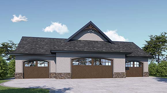 Craftsman, European 4 Car Garage Plan 83332 Elevation