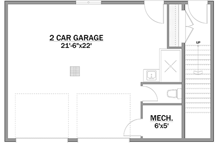 Traditional Garage-Living Plan 83334 with 1 Beds, 2 Baths, 2 Car Garage First Level Plan