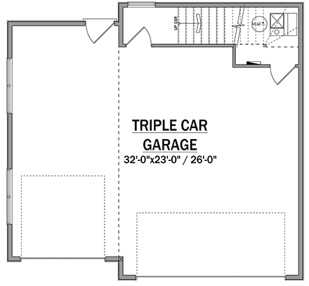 Contemporary, Modern Garage-Living Plan 83335 with 1 Beds, 1 Baths, 3 Car Garage First Level Plan