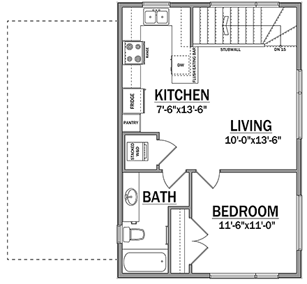 Contemporary, Modern Garage-Living Plan 83335 with 1 Beds, 1 Baths, 3 Car Garage Second Level Plan