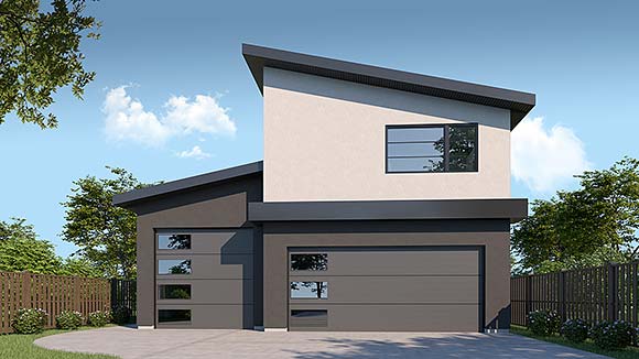 Contemporary, Modern Garage-Living Plan 83335 with 1 Beds, 1 Baths, 3 Car Garage Elevation