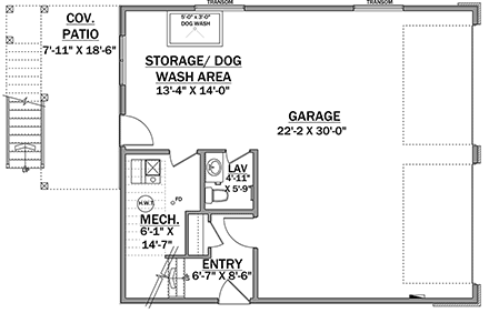Craftsman Garage-Living Plan 83336 with 2 Beds, 2 Baths, 4 Car Garage First Level Plan