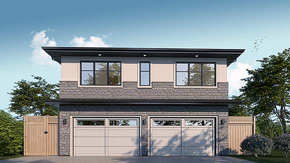 Craftsman Garage-Living Plan 83336 with 2 Beds, 2 Baths, 4 Car Garage Elevation