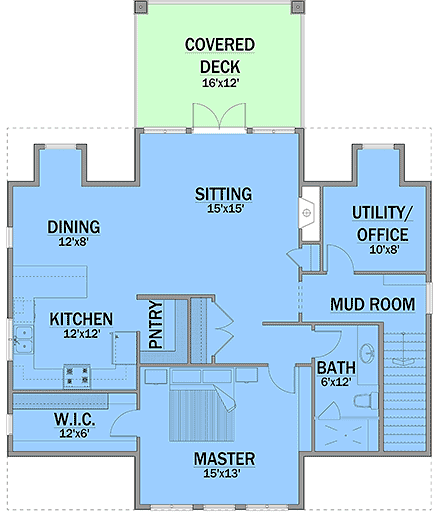 Cottage, Country, Craftsman, Farmhouse Garage-Living Plan 83337 with 1 Beds, 2 Baths, 2 Car Garage Second Level Plan