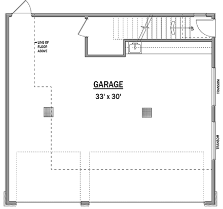 Contemporary Garage-Living Plan 83338 with 1 Beds, 1 Baths, 3 Car Garage First Level Plan