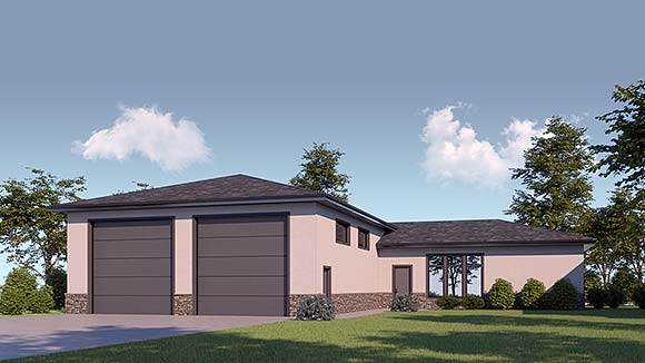 Contemporary, Modern Garage-Living Plan 83339, 2 Car Garage Elevation