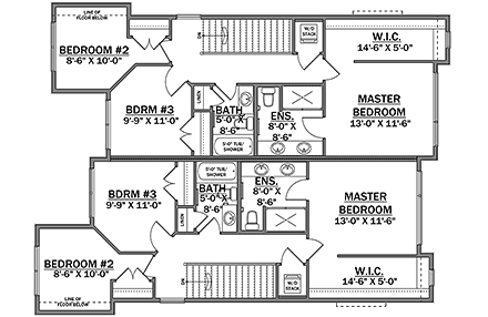 Modern Multi-Family Plan 83341 with 6 Beds, 6 Baths Second Level Plan