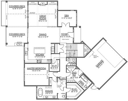 Contemporary, Farmhouse House Plan 83345 with 3 Beds, 3 Baths, 2 Car Garage First Level Plan