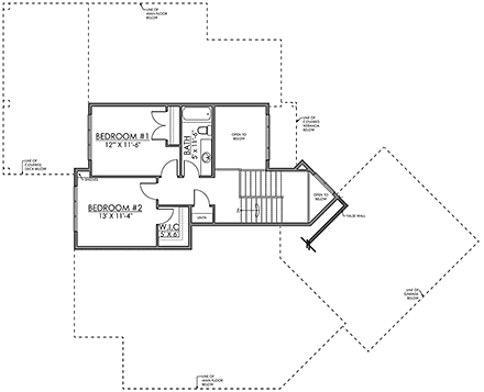 Contemporary, Farmhouse House Plan 83345 with 3 Beds, 3 Baths, 2 Car Garage Second Level Plan