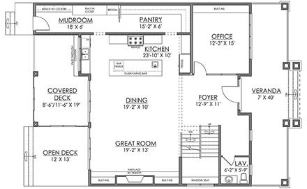 Farmhouse House Plan 83352 with 3 Beds, 3 Baths First Level Plan