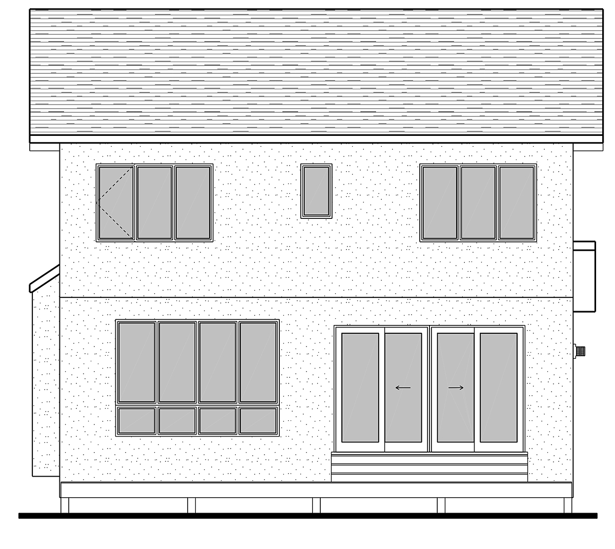 Contemporary, Craftsman Plan with 3029 Sq. Ft., 3 Bedrooms, 3 Bathrooms, 2 Car Garage Rear Elevation
