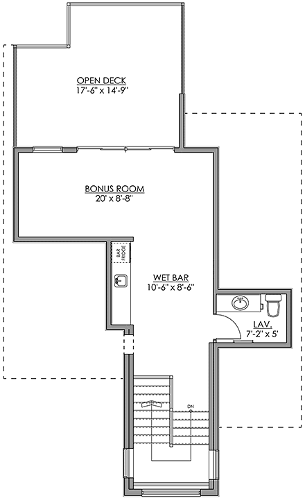 Modern House Plan 83359 with 3 Beds, 3 Baths Third Level Plan