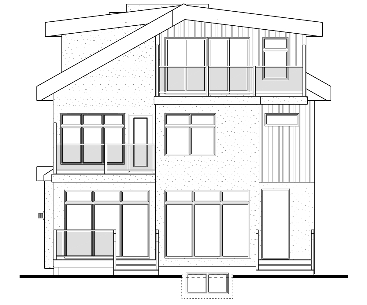 Modern Plan with 2694 Sq. Ft., 3 Bedrooms, 3 Bathrooms Rear Elevation