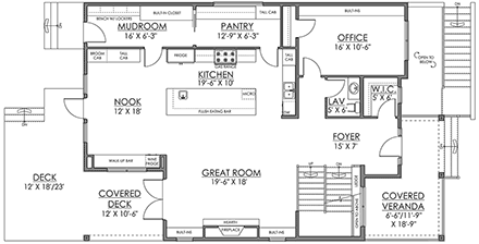 Farmhouse House Plan 83365 with 4 Beds, 4 Baths First Level Plan