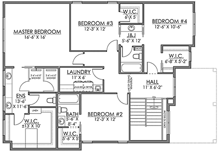 Farmhouse House Plan 83365 with 4 Beds, 4 Baths Second Level Plan